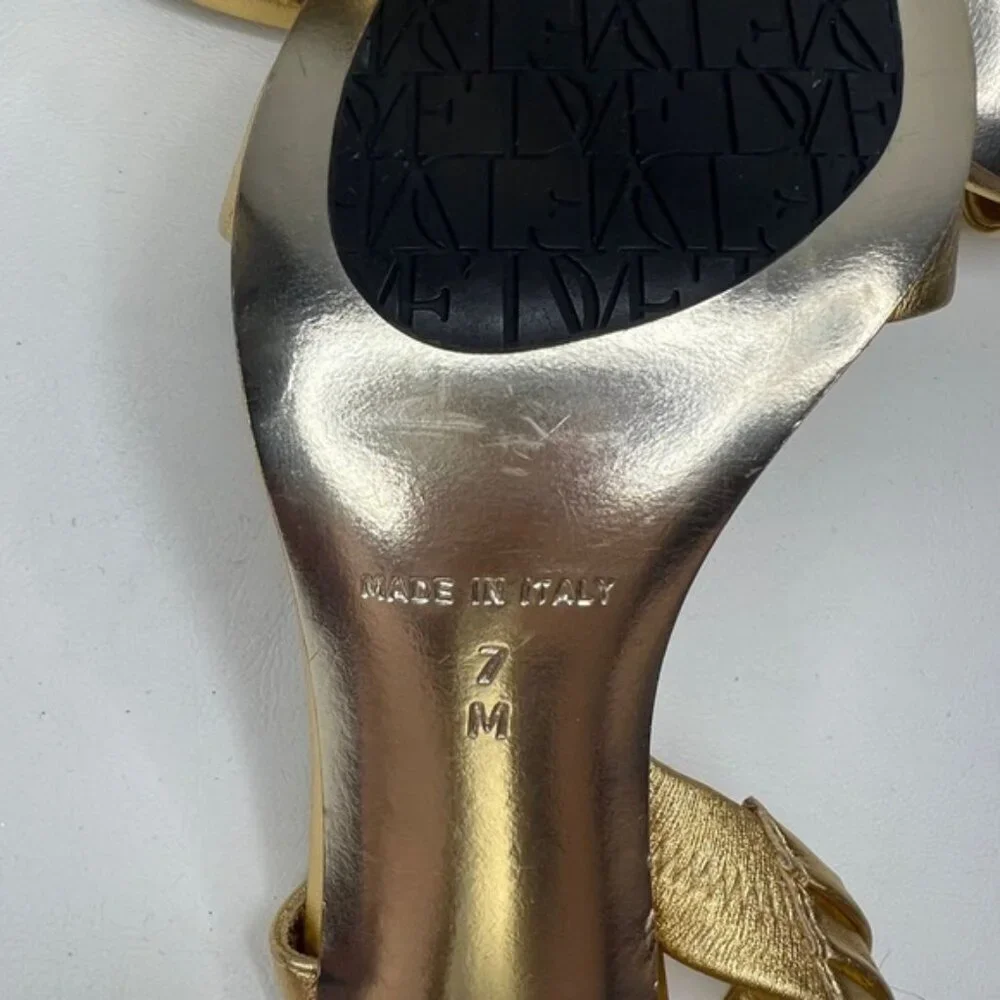 DIANE von FURSTENBERG Made in Italy 🇮🇹 Gold Designer Metallic Heels Size 7M‎